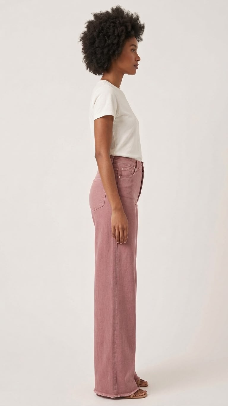 Mauve High-Rise Wide-Leg Denim