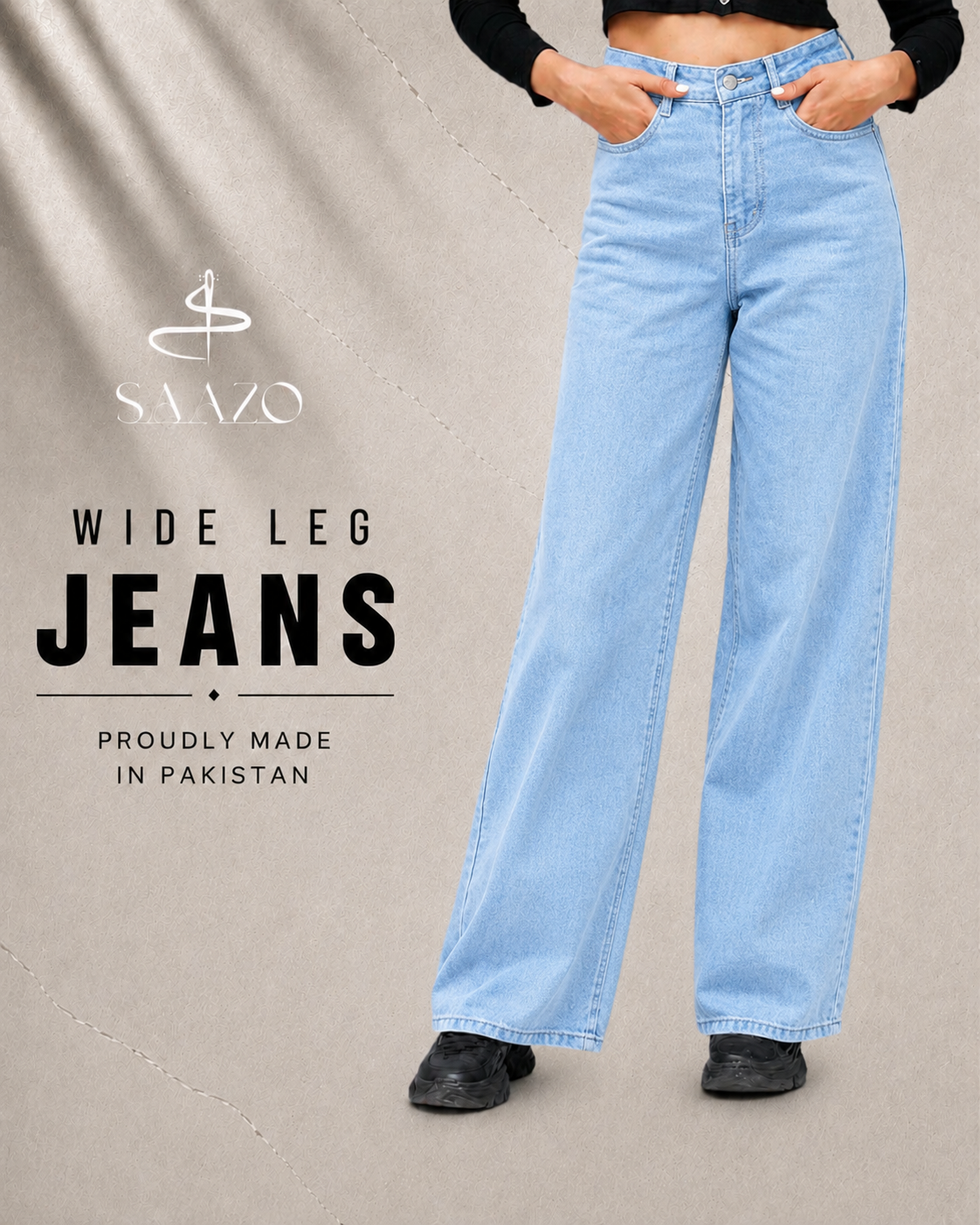 SKY-BLUE WIDE LEG JEANS