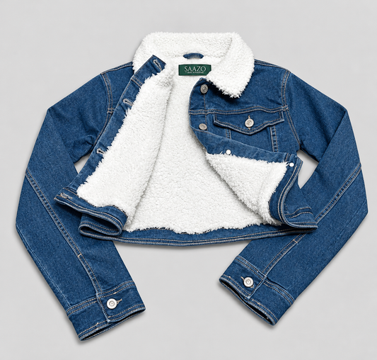 SAAZO Fur Denim Jacket DARK BLUE