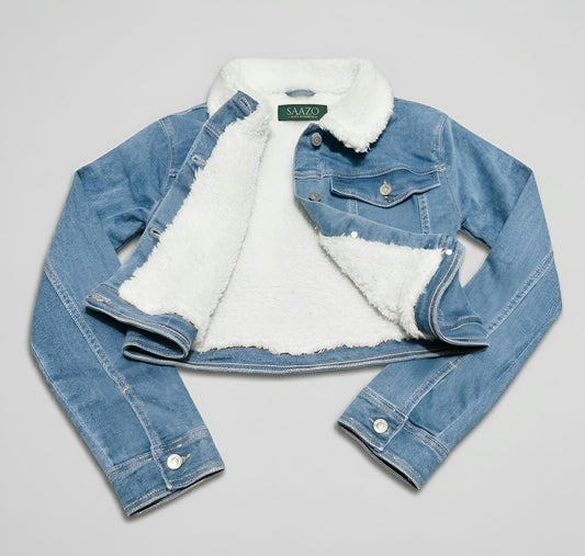 SAAZO Fur Denim Jacket SKY BLUE