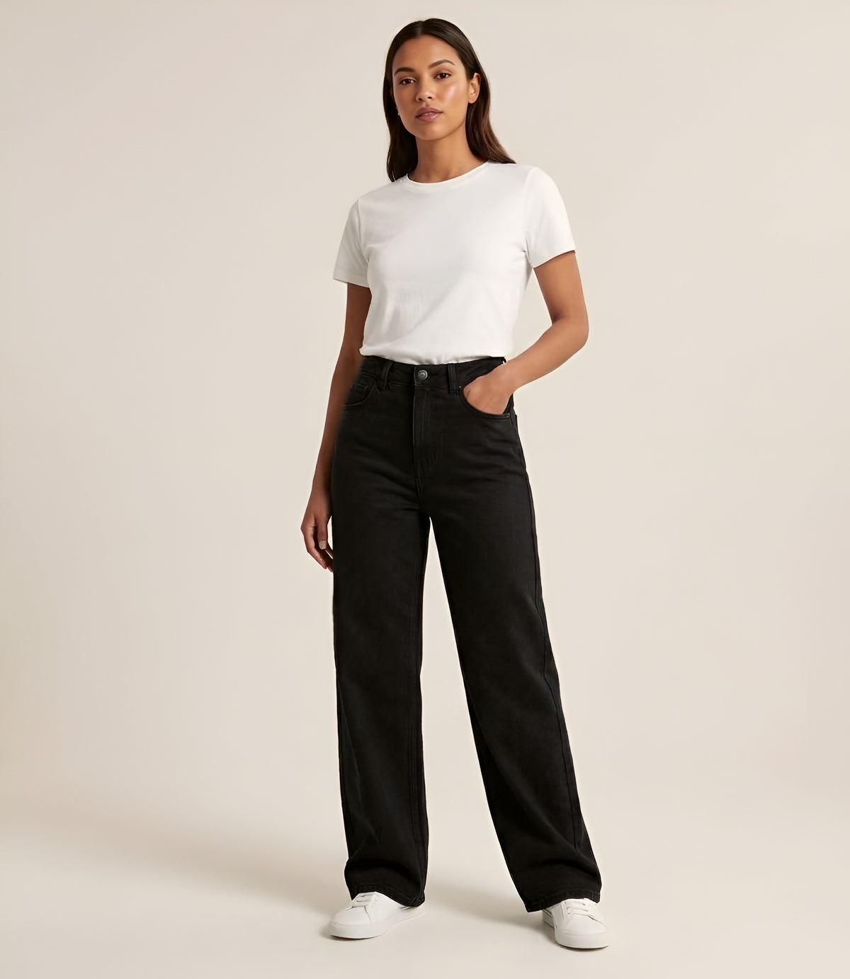 BLACK WIDE LEG JEANS