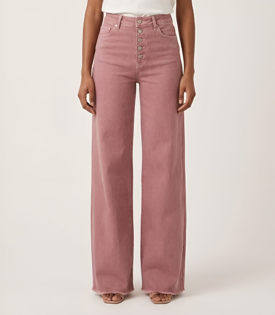 Mauve High-Rise Wide-Leg Denim