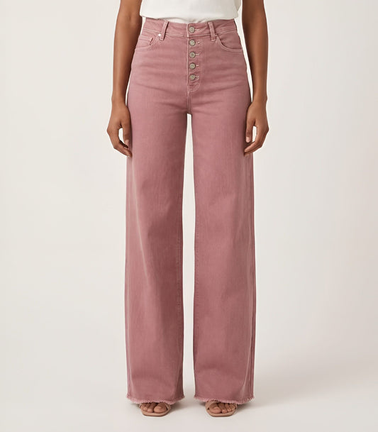 Mauve High-Rise Wide-Leg Denim