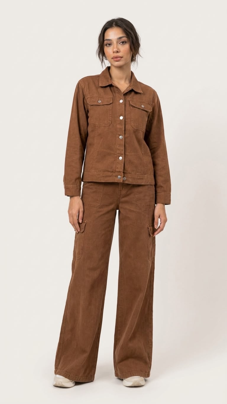 Brown Denim Co-ord Set