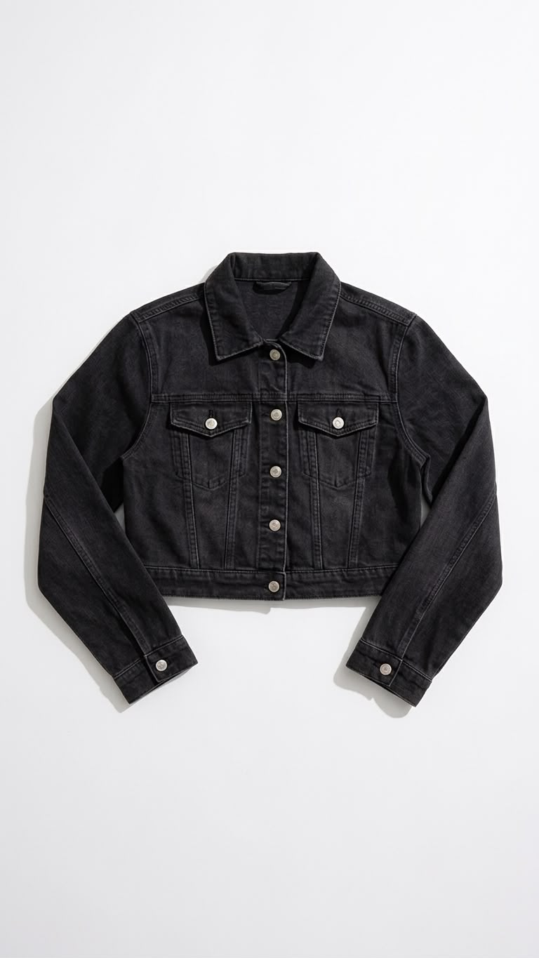 Black Cropped Denim Jacket