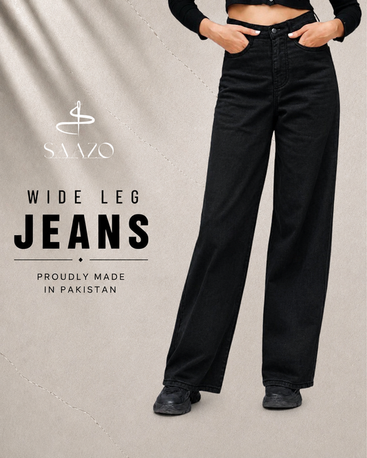 BLACK WIDE LEG JEANS