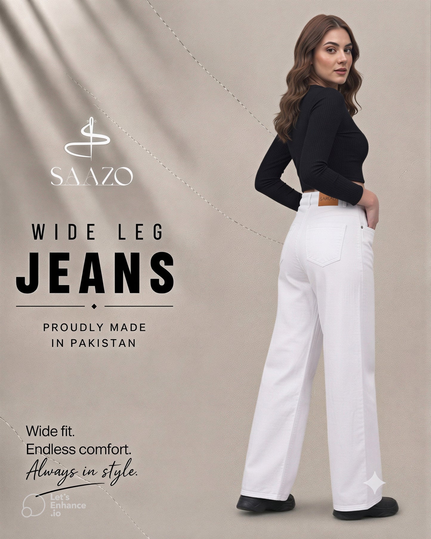 WHITE WIDE LEG JEANS