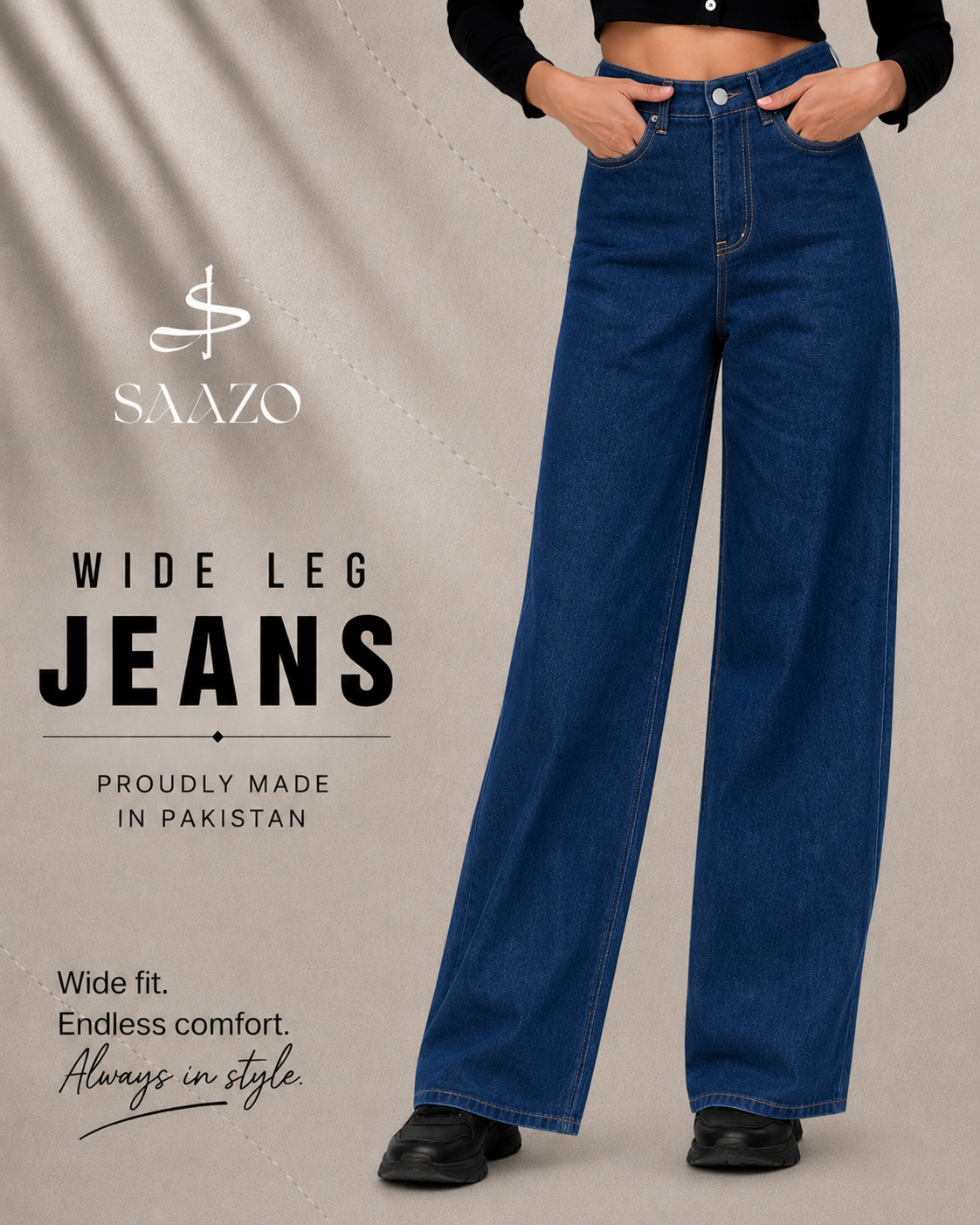 DARK BLUE WIDE LEG JEANS