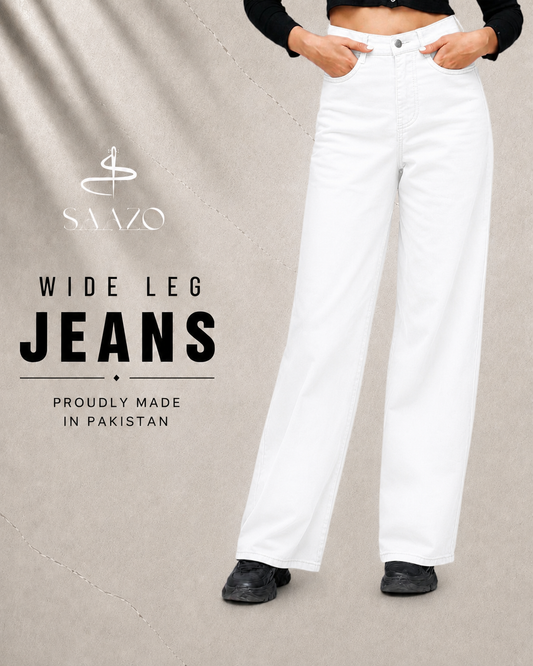 WHITE WIDE LEG JEANS
