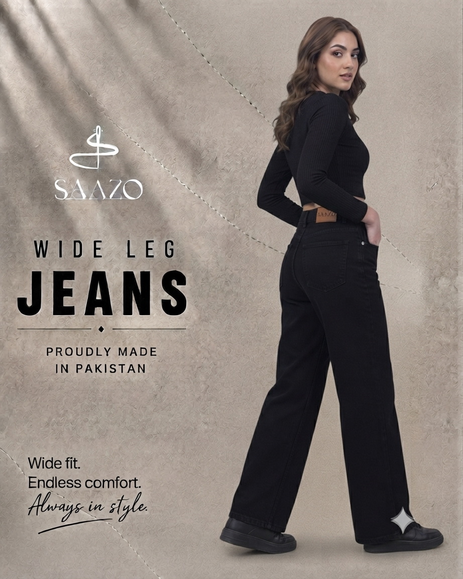 BLACK WIDE LEG JEANS